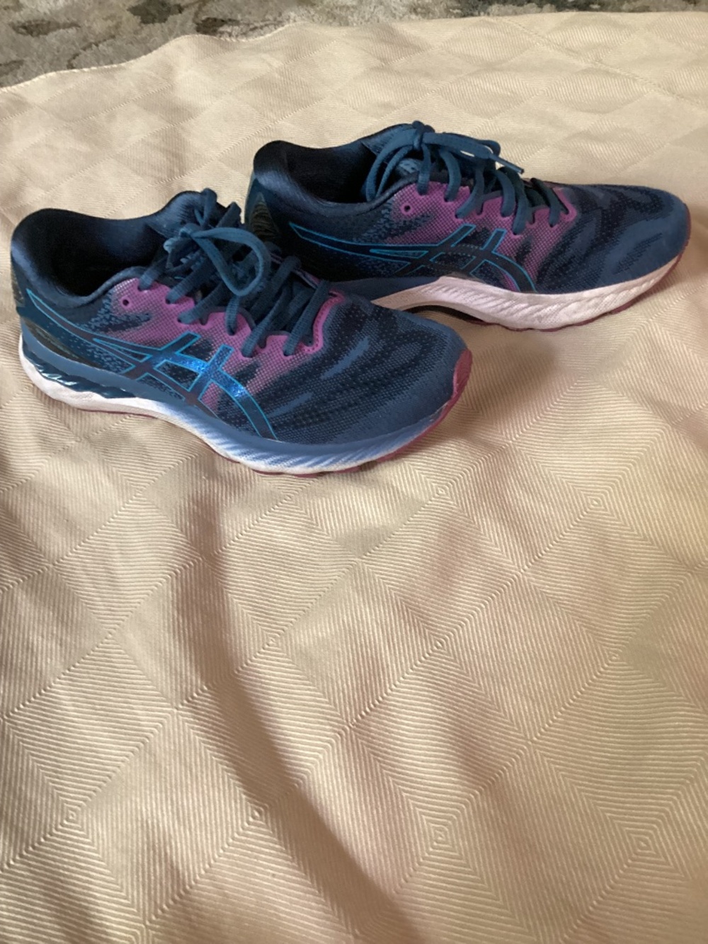 📣Asics Gel-Nimbus 23 Grand Shark/Digital Aqua Running Shoes-9 wide